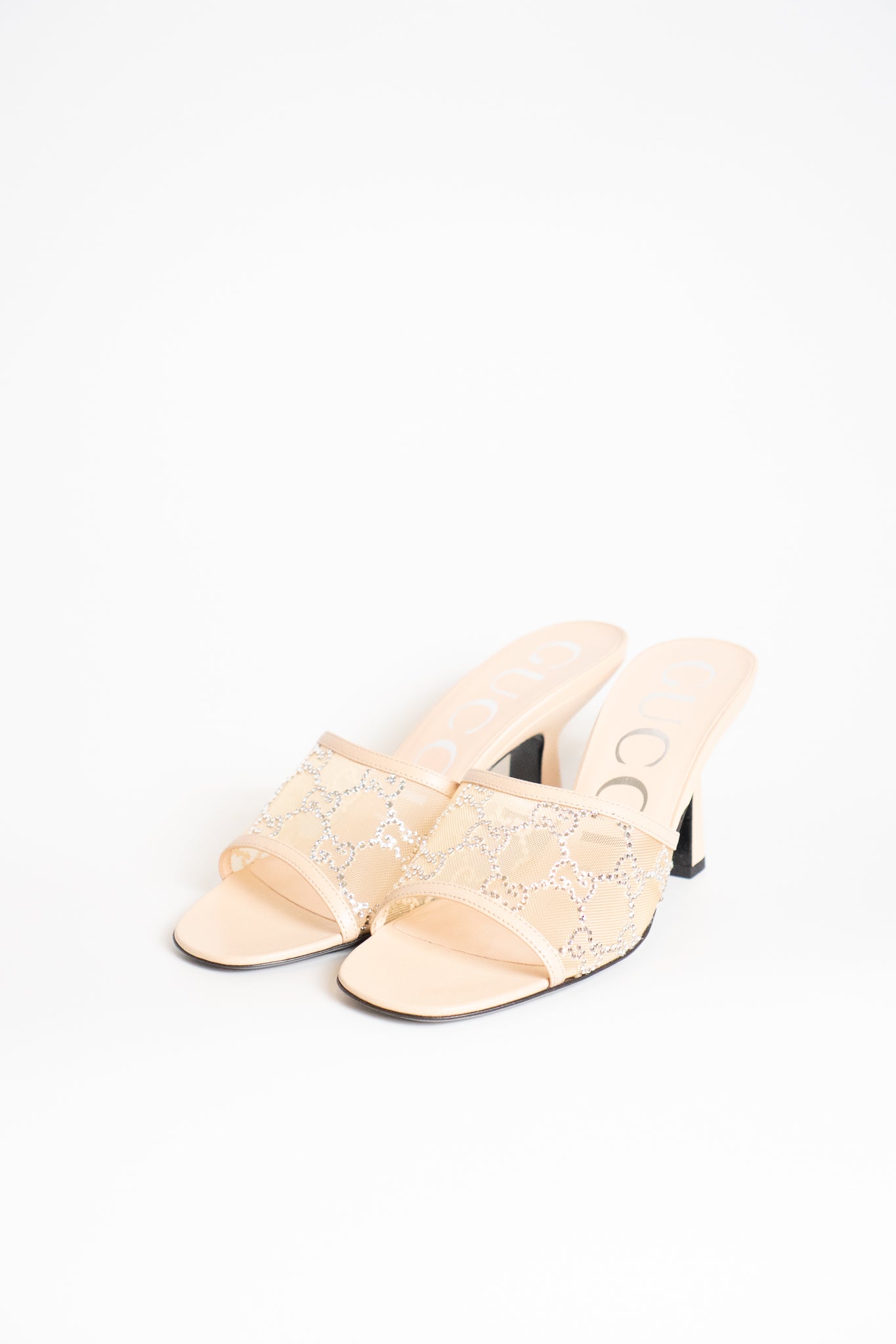 Gucci Crystal Mesh & Leather Sandal