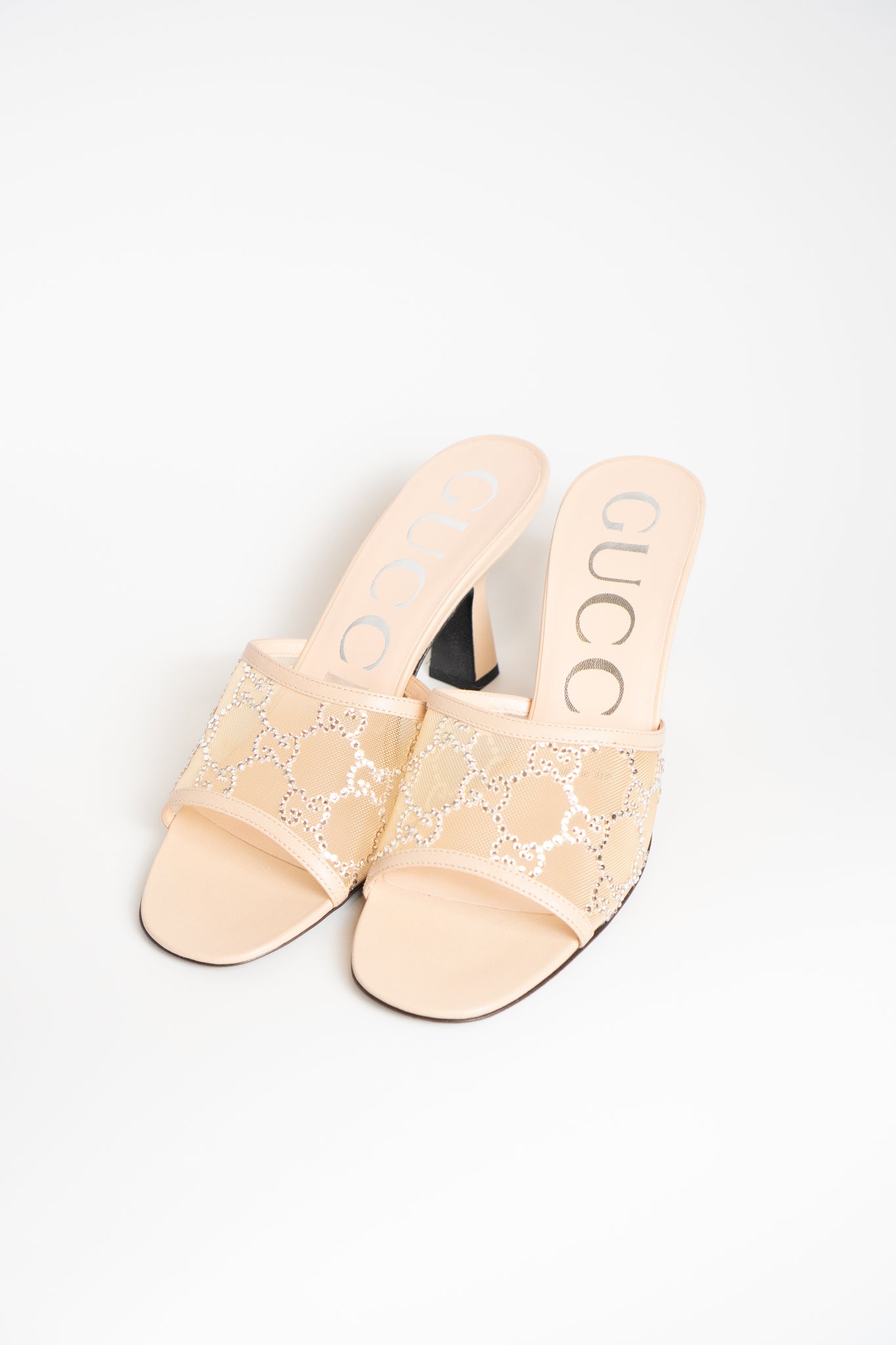 Gucci Crystal Mesh & Leather Sandal
