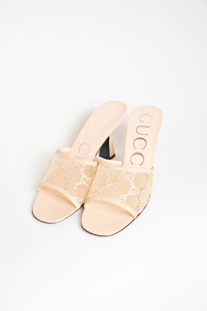 Gucci Crystal Mesh & Leather Sandal