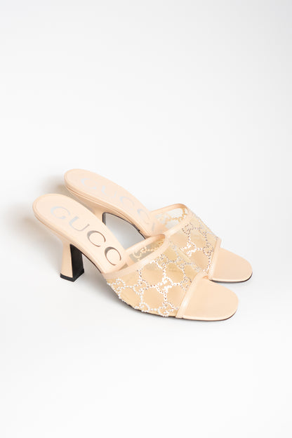 Gucci Crystal Mesh & Leather Sandal